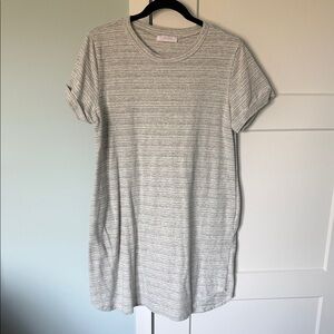 Gray Striped T-Shirt Dress